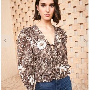 Ulla Johnson Brown Floral Blouse